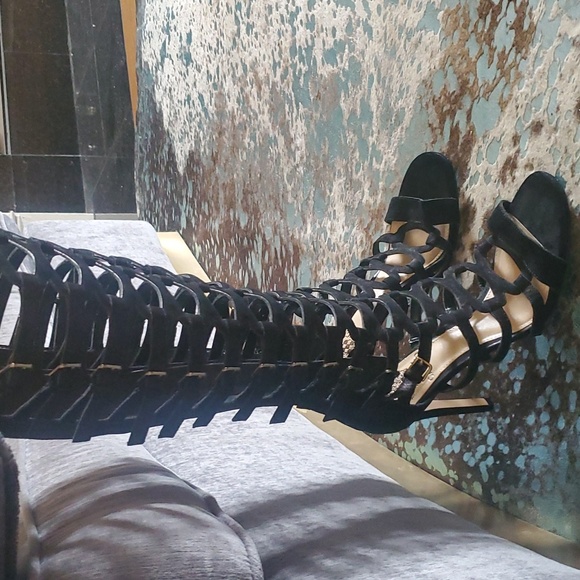 Vince Camuto Black Suede High Heel Gladiators - Picture 2 of 12